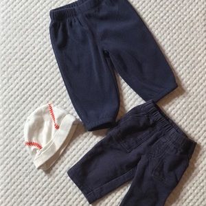 2 pairs BLUE CARTER’S Pants EUC. FREE hat included